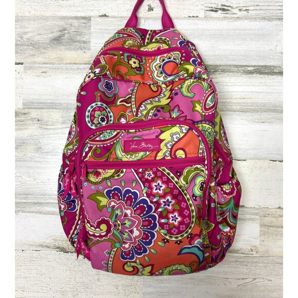 Vera Bradley Lighten Up Large pink Backpack Pink Swirls Pattern paisley boho - Picture 1 of 8